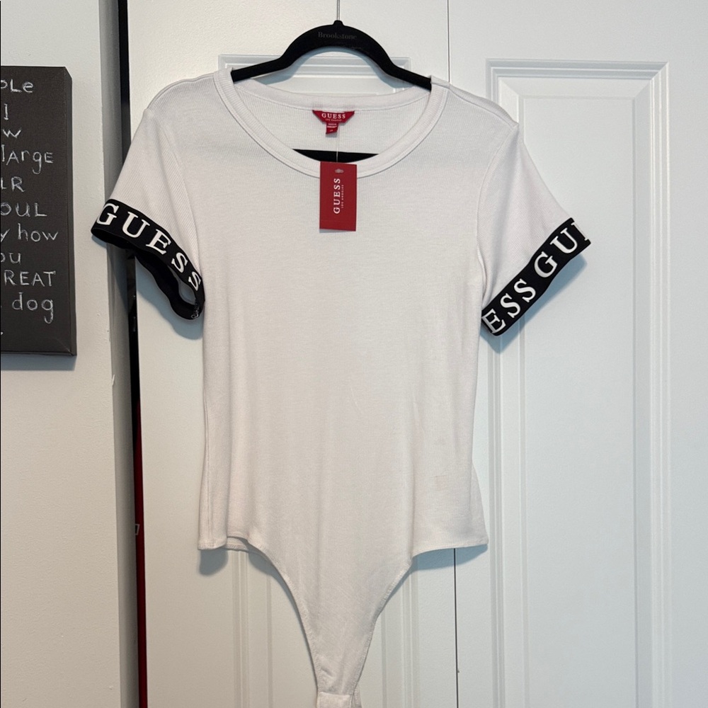 GUESS White Bodysuit with Black Accents